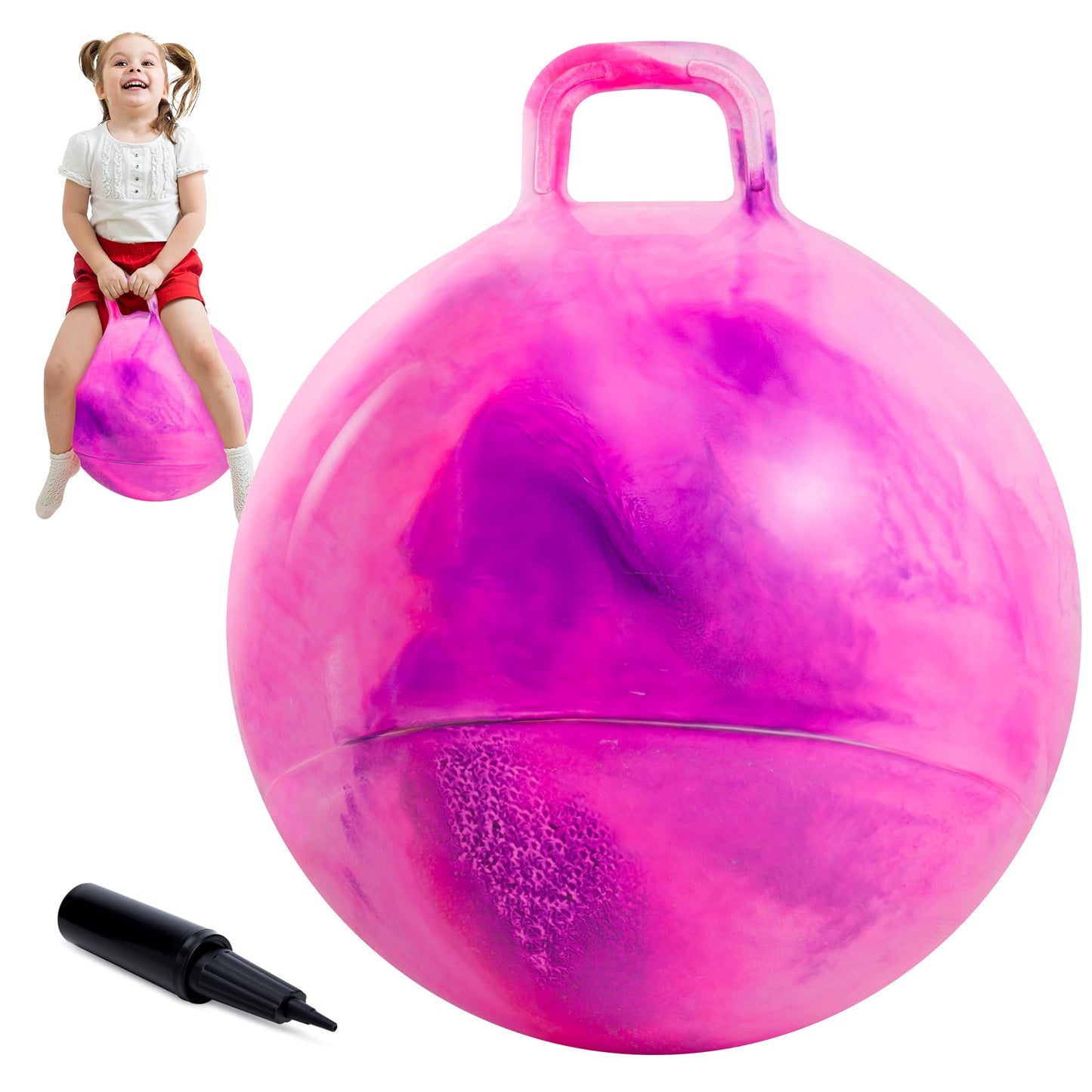 Upper Rider - 18 Inch Cloud Hopper Ball for Kids Age 3-8, Bouncy Ball with Handle, Inflatable Jump with Pump and Gift Box, Indoor Outdoor Balance Toy for Girls and