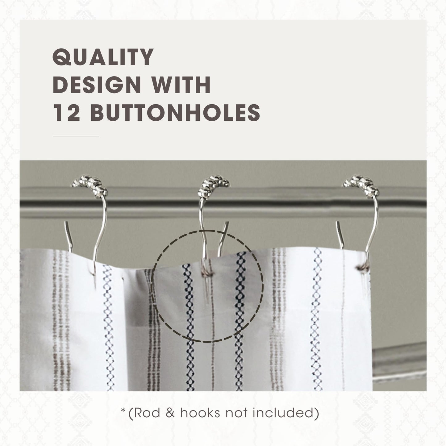 Ink+Ivy Tufted Chenille 100% Cotton Shower Curtains Machine Washable, Modern Home Bathroom Décor Bathtub Privacy Screen, 72" W x 72" L, White/Navy