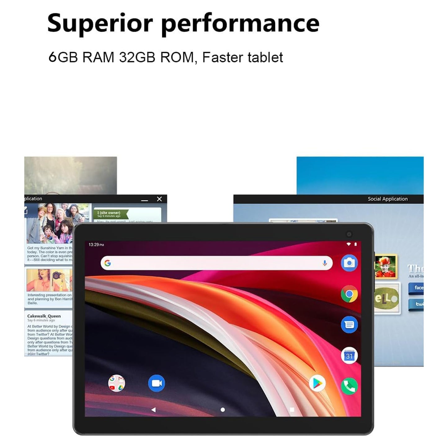 COOPERS Tablet 10 inch Android Tablets, Android 14 Tablet Quad Core Processor 32GB Storage Tablet Computer, 6GB RAM, 8MP Camera, Long Battery Life Black