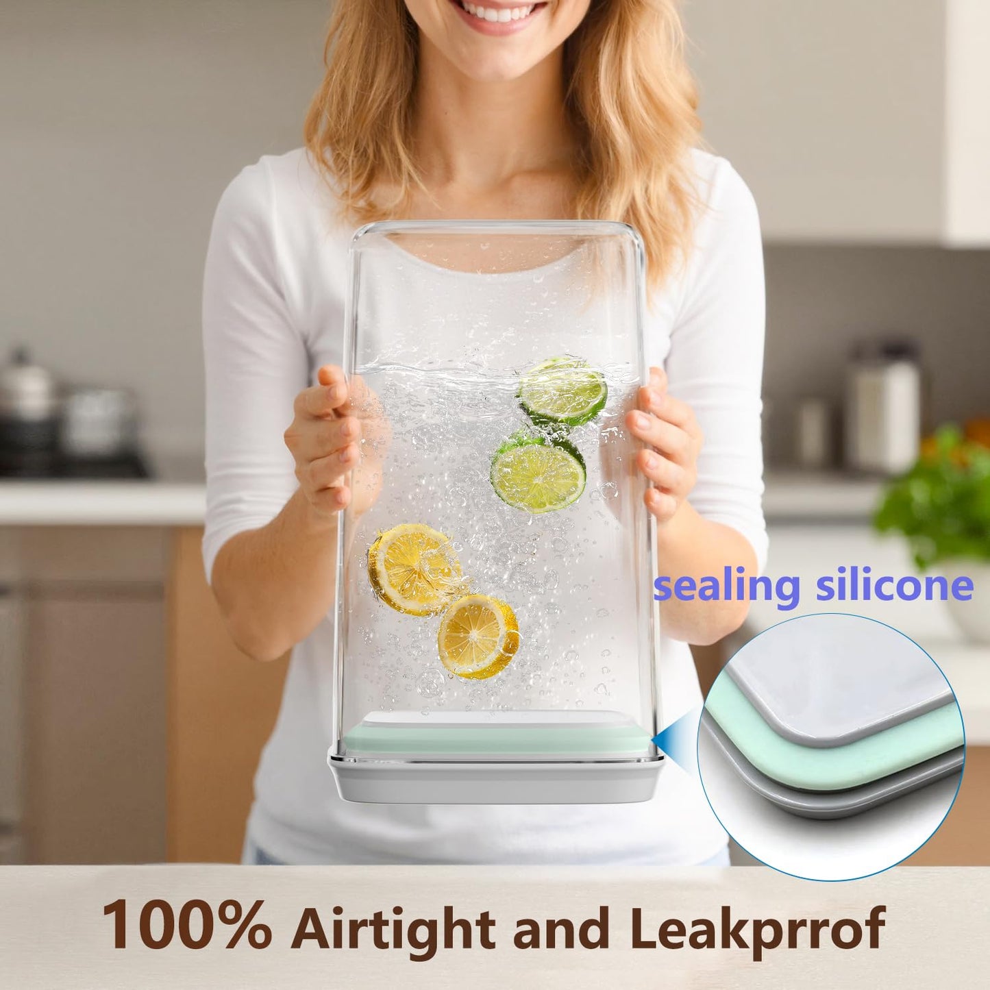 Hontent Large Pop Airtight Food Storage Containers Set with Lids 4.2Qt/4L Food Containers with Scoop, Kitchen Pantry Organization and Storage, BPA Free Stackable Cereal Container (4 * 4.2Qt)