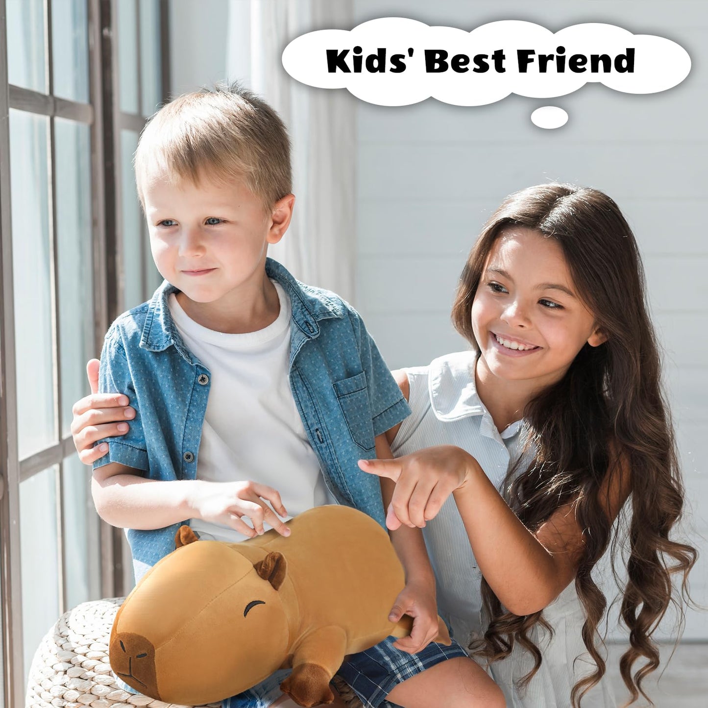 Finebee Weighted Capybara Stuffed Animals, Cute Weighted Capybara Plush, Soft Stuffed Weighted Plushie Pillow Gifts for Girls Boys(23.6" 3.1Lbs)