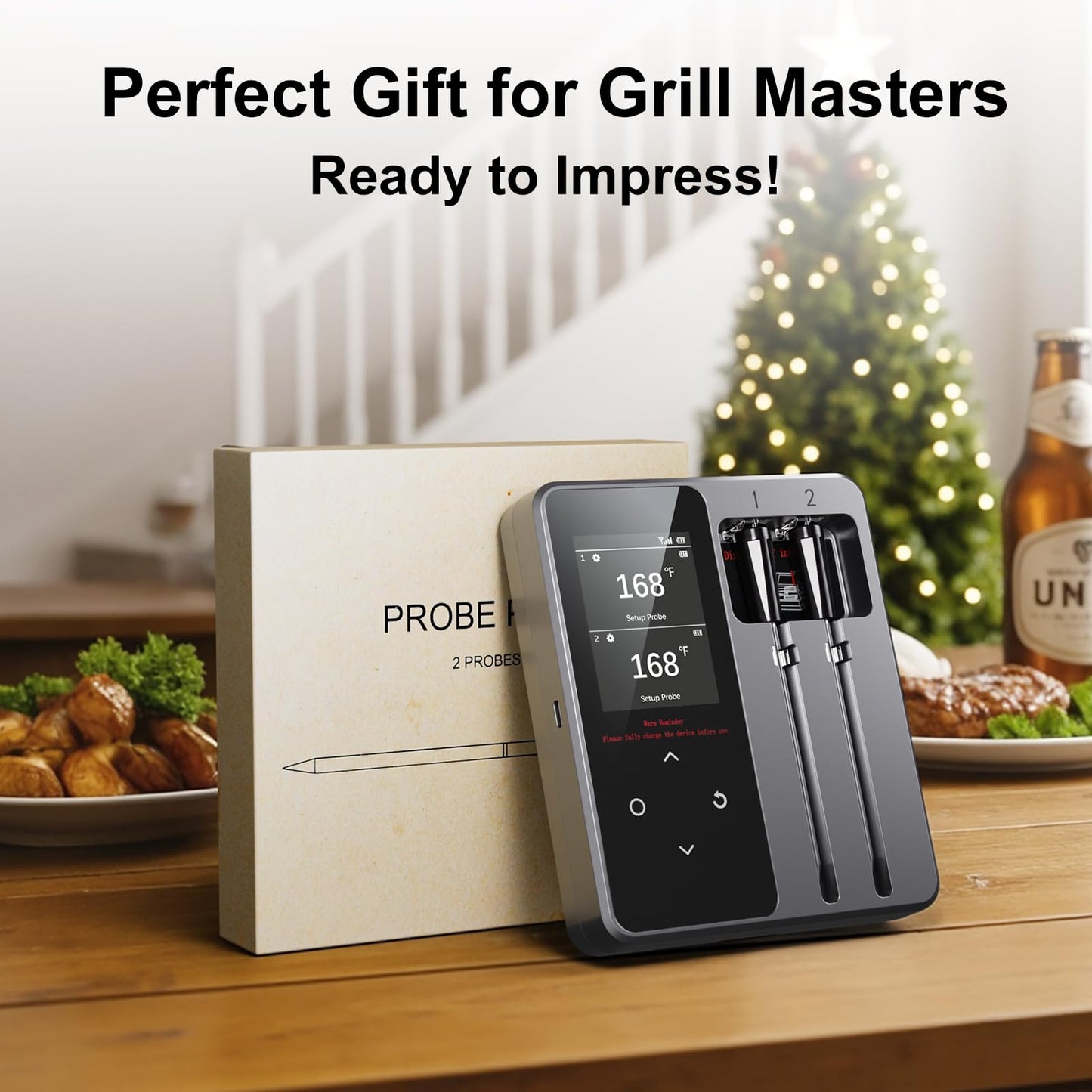 Newise Wireless Bluetooth Meat Thermometer with 2 Probes & App Control, Birthday Gifts for Men Dad Husband, Smart Digital Thermometer for Cooking, Oven, Smoker, BBQ, Grill