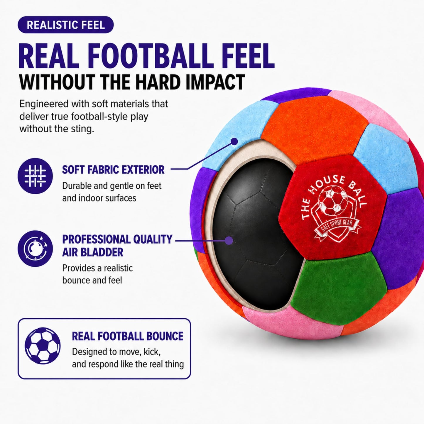 The House Ball - The House Ball - The Original Soft and Secure Size 4 Created for the Interior of Your Home and Garden - Fun Football Gift - Perfect for Kids