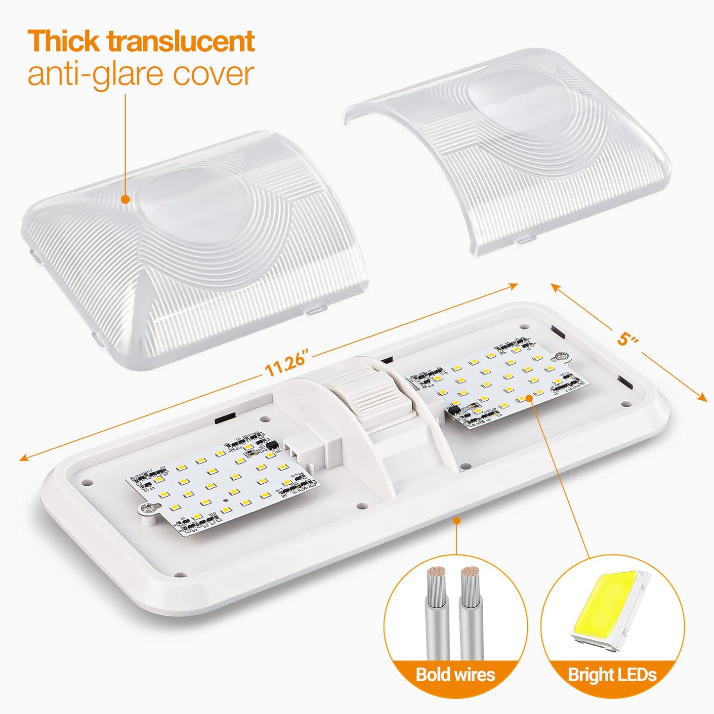 Aaleds RV Lights Interior, 12 Volt Led Lights 1000LM, Camper Lights 8W, RV Led Lights Interior Fixtures 12V, RV Ceiling Dome Light with Switch for RV/Camper/Trailer/Boat/Car (Natural White, 8Pack).