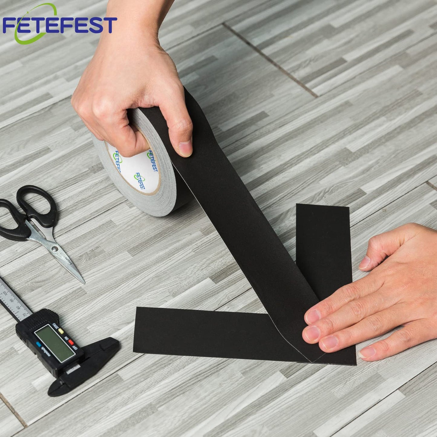 Fetefest Gaffers Tape Black 4 Pack in Bulk Heavy Duty, 2" x30Yards Each, Professional Grade Gaffer Tape, Non-Reflective No Residue Hand Tear Self-Adhesive, Multiple Purposes (Black, 4 Rolls)