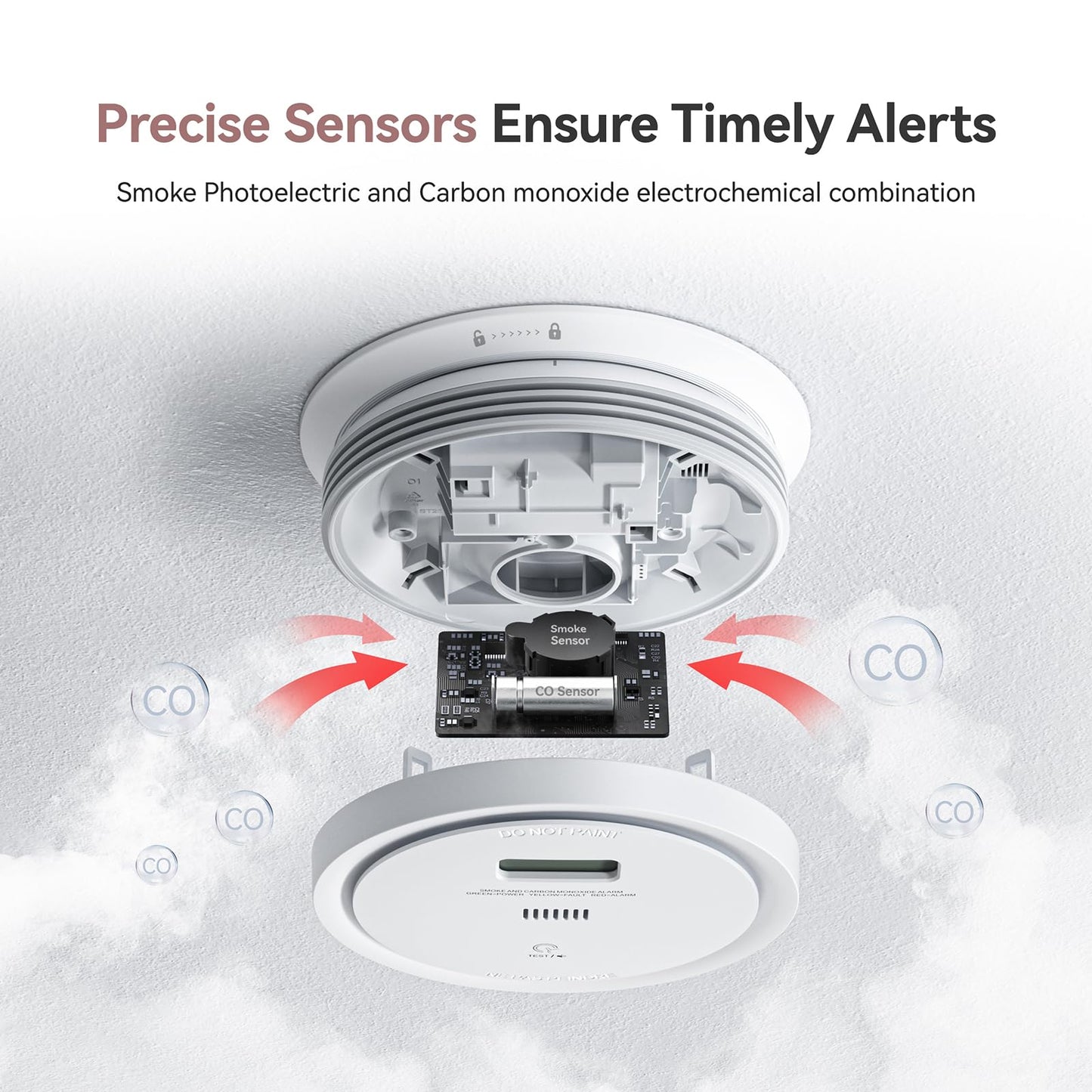 5 Packs Wi-Fi Smoke Detector Carbon Monoxide Detector Combo with App Notifications, Smart Smoke and Carbon Monoxide Detector with LCD Display & Replaceable Battery, Compatible with Tuya Smart