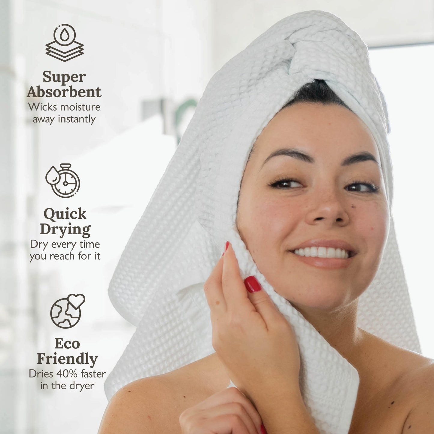 GILDEN TREE Waffle Towels for Bathroom, 100% Cotton Quick Dry Towel, Waffle Bath Towels Large, Absorbent Lightweight Travel Towel, Bath Towels Set of 2, Classic Style (White)