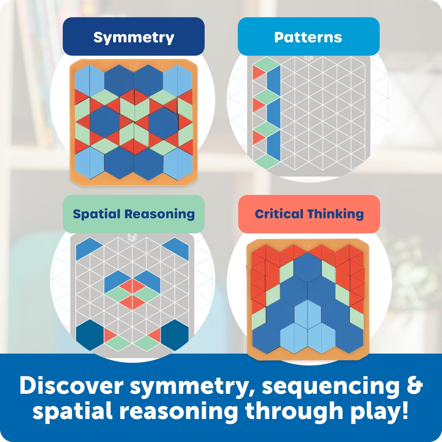 Learning Resources STEM Explorers Math Mosaics - Geometry Math Manipulatives, Montessori Symmetry and Patterning, Critical Thinking for Students, Fine Motor Skills, Puzzle Tile, Back to School
