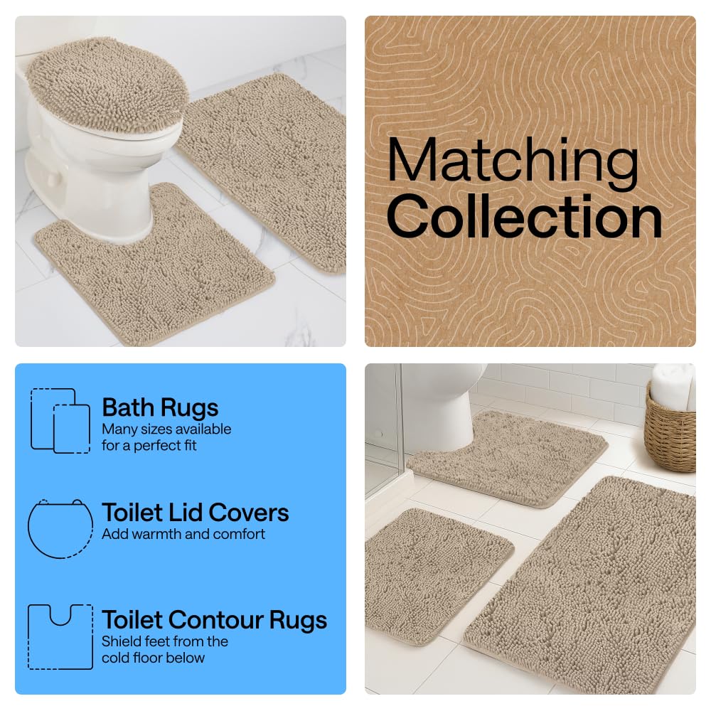 GORILLA GRIP Bathroom Rug Sets, Soft Chenille 2 Piece Area Rugs Set, Toilet Base Mat and 30x20 Carpet, Absorbent Microfiber Washable Mats Dry Quickly, Home Décor and Bath Room Accessories, Gray Beige