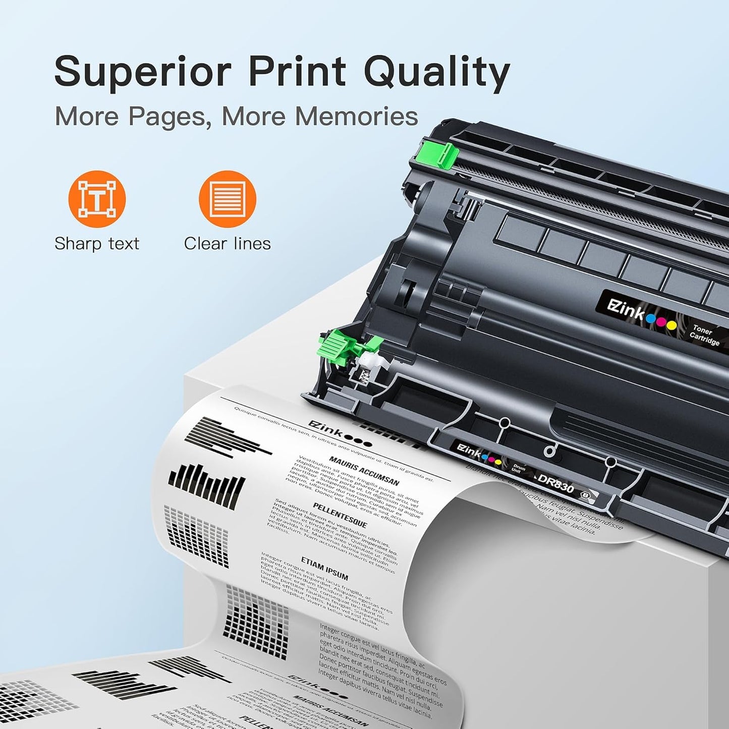 E-Z Ink Compatible TN830XL Toner Cartridges DR830 Drum Unit Replacement for Brother TN830XL Toner Cartridges DR830 Drum Unit for HL-L2460DW DCP-L2640DW HL-L2480DW HL-L2400D HL-L2405W Printer(3Pack)