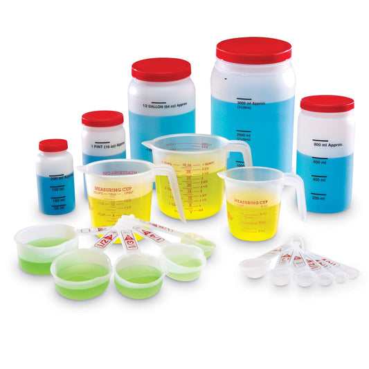 Learning Resources Classroom Liquid Measuring Set - 19 Pieces, Ages 5+ Science Exploration for Kids, Experiments for Kids, Classroom Science Supplies