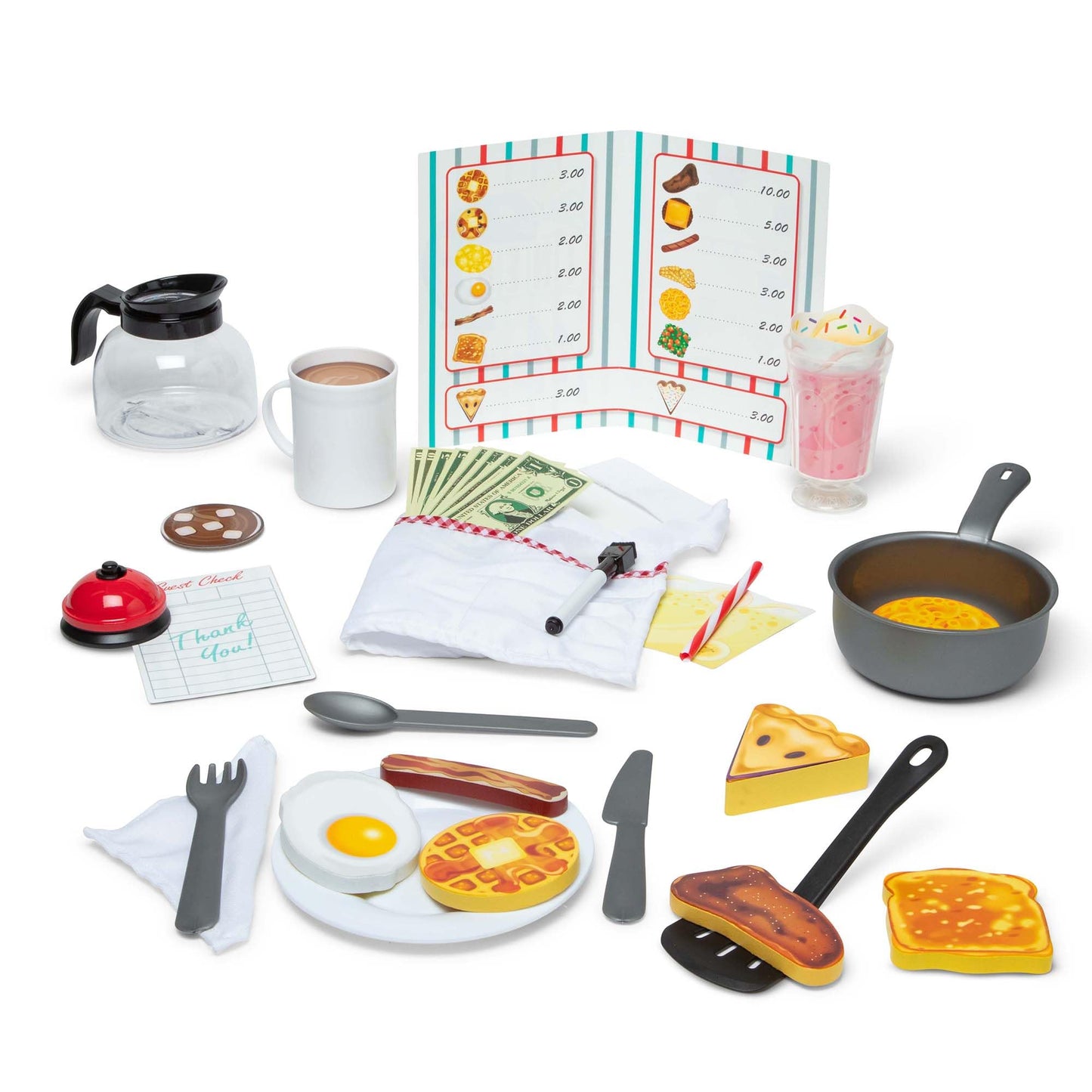 Melissa & Doug Star Diner Restaurant Play Set (41 pcs) Pretend Play Food, Restaurant Toy Set with Cookware, Utensils for Kids, Diner Playset for Kids and Toddlers, Ages 3+