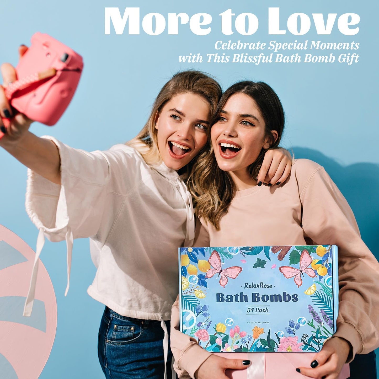 54 Pack Handmade Bath Bombs with 11 Vibrant Colors and 9 Unique Scents, Long-Lasting Fizzy Bubbles & Colorful Magic, 7-Minute Dissolve for Relaxation, Perfect Bubble Bombs Gift for Valentine's Day