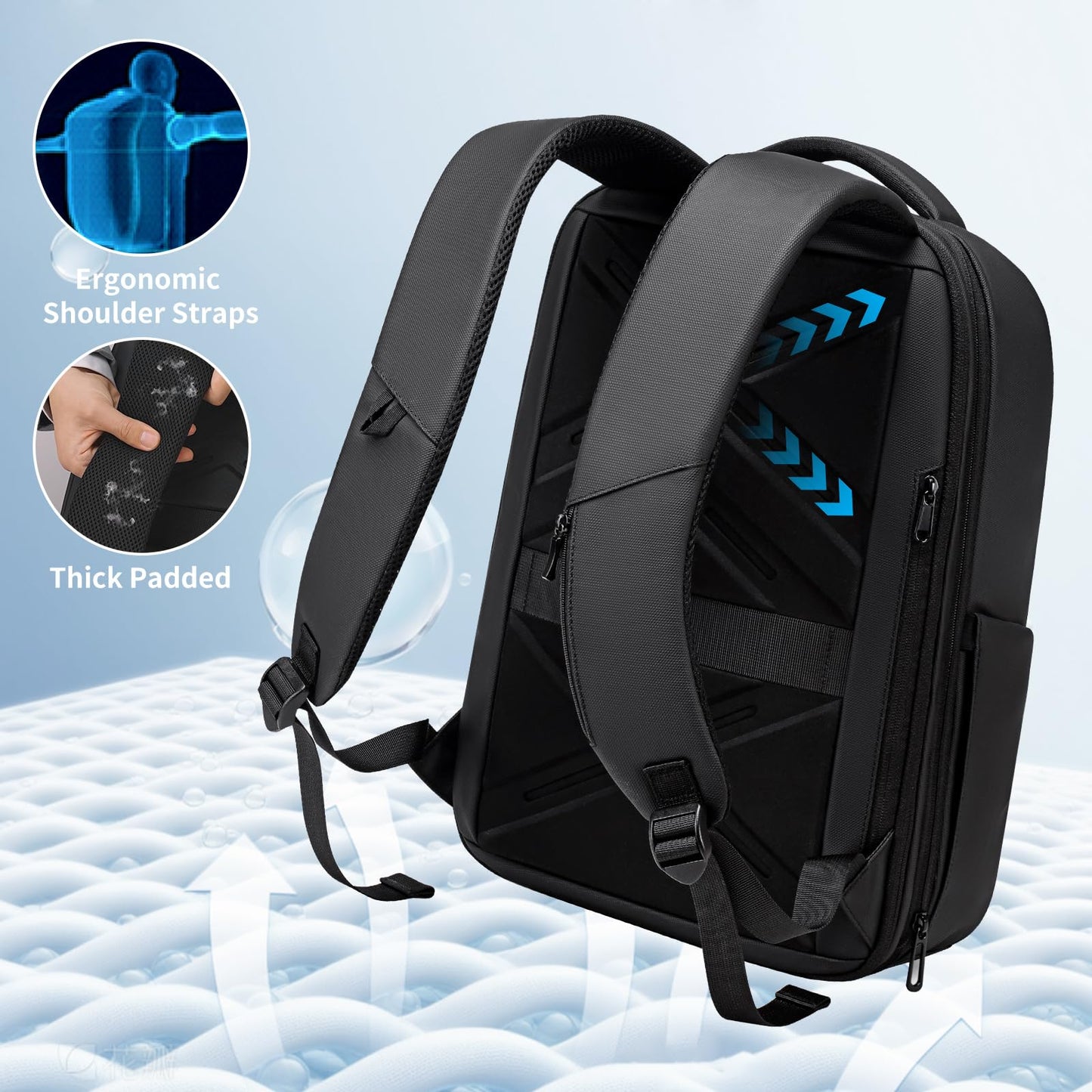 FENRUIEN Expandable Laptop Backpack for Men, 15.6 Inch USB Charging Work Backpack for Business/Commute/Travel