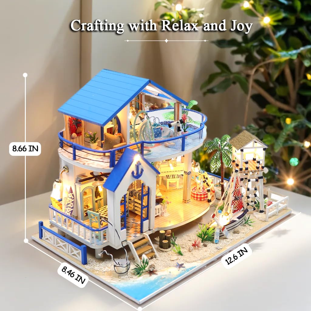 RHZN Miniature House Kit - DIY Mini Building Kit for Adult Teen, Beach House
