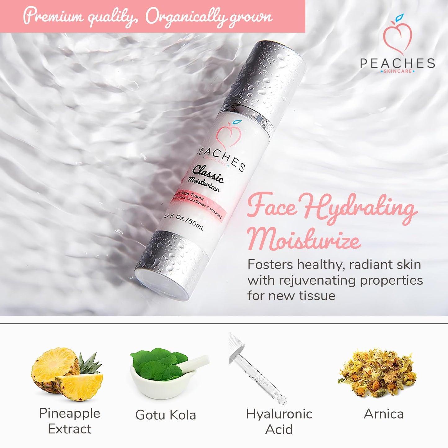 Classic Face Cream Moisturizer (1.7 oz) - Age-defying Hydrating Face Care with Vitamin E, Gotu Kola, Pineapple - Vegan Skin Care Products for All Skin Types - Classic Moisturizer