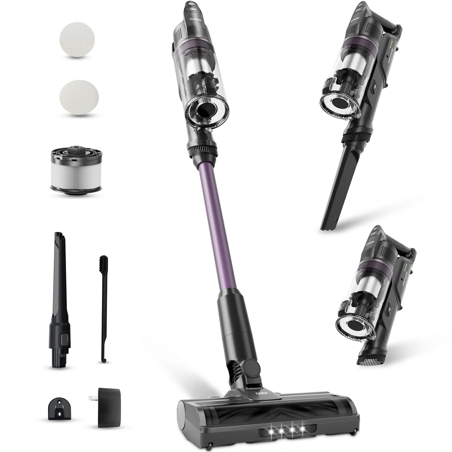 Candy Cordless Vacuum Cleaner,45Mins Vacuum Cleaners for Home,Stick Vacuum,Strong Suction,Removeable Battery,Anti-Tangle,One Click Clean,Lightweight Handheld for Hardwood Floor Carpet Pet Hair Car
