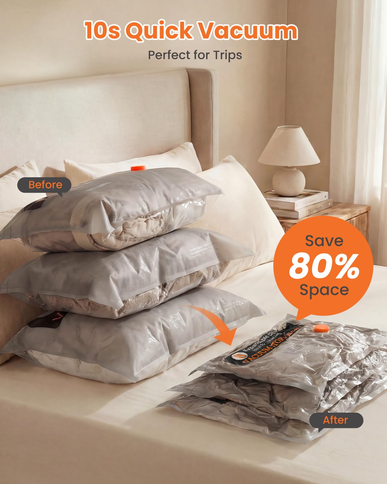 Vacuum Bags for Clothing Travel with Rechargeable Electric Pump, 15 Pack Compression Vacuuum Storage Bags for Luggage and Seasonal Storage, Space Saver Seal Bags for Cruise and Vacation
