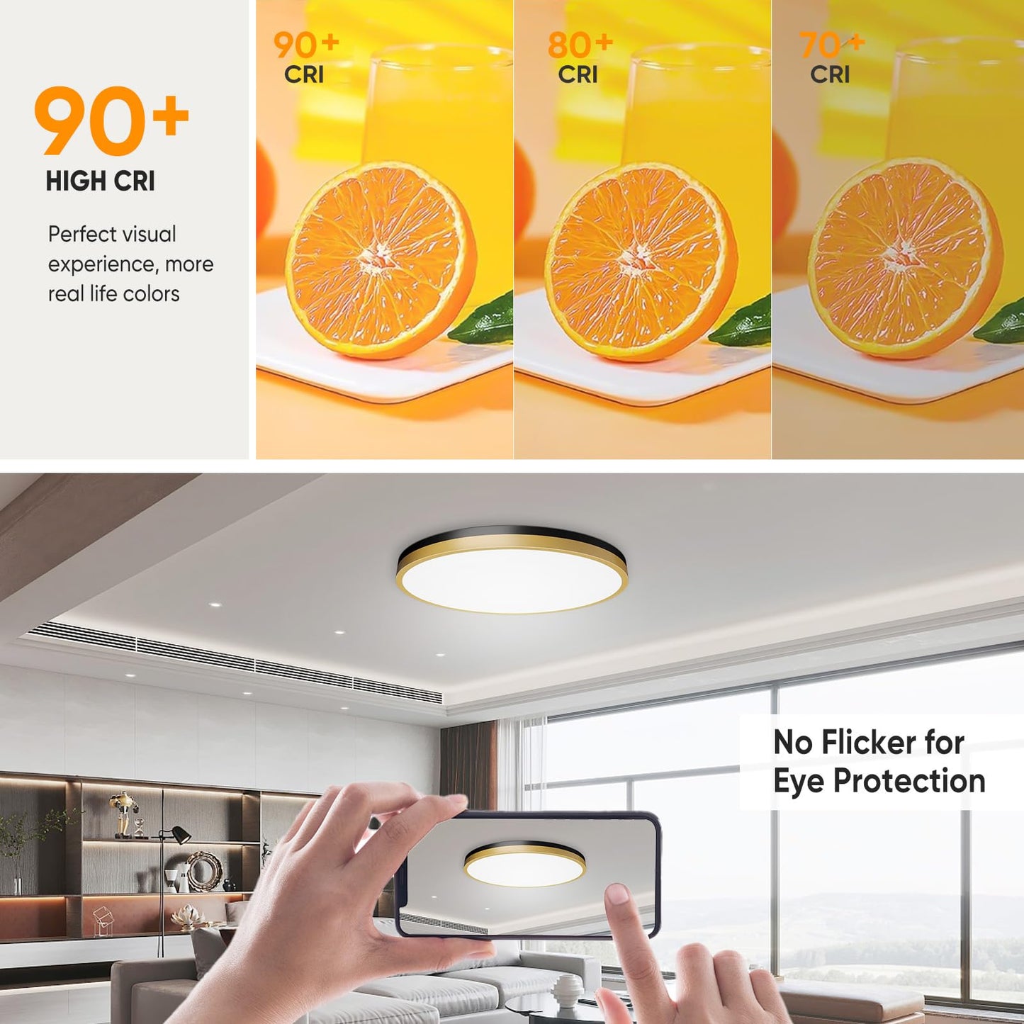 Lightania 15 Inch Flush Mount Ceiling Light with Remote Control & Night Light, 5CCT Dimmable Ceiling Light Fixture, 35W 3500LM 2700K-6500K Adjustable LED Ceiling Lights for Bedroom Kitchen Living Room