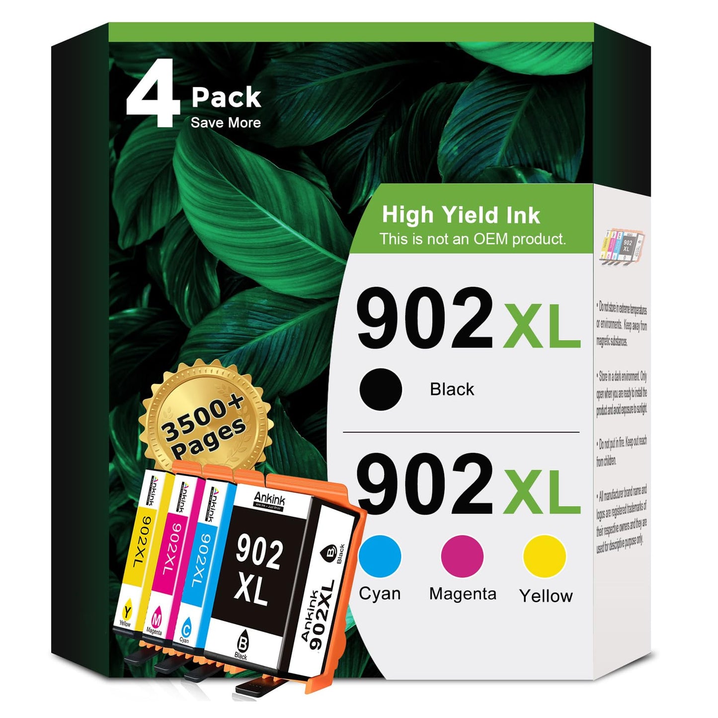 902XL Ink Cartridge Combo Pack Compatible for HP 902 XL Ink Cartridges (KCMY, 4 Pack) Work for OfficeJet Pro 6978 6958 6968 6962 OfficeJet 6970 6975 6960 6950 6954 6951 6956 6961 6963 6964 Printer