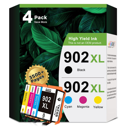 902XL Ink Cartridge Combo Pack Compatible for HP 902 XL Ink Cartridges (KCMY, 4 Pack) Work for OfficeJet Pro 6978 6958 6968 6962 OfficeJet 6970 6975 6960 6950 6954 6951 6956 6961 6963 6964 Printer