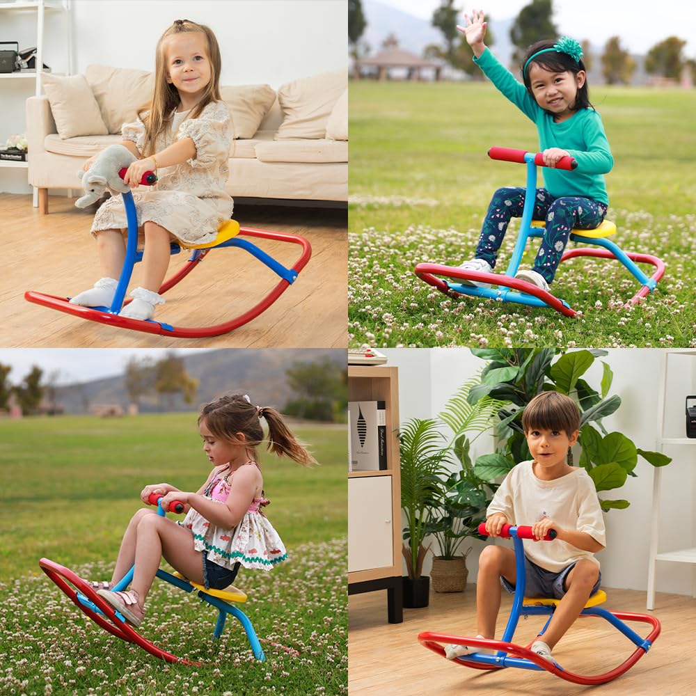 PLATPORTS Kids Rocking Horse Rocking Chair Seesaw: Safe Home Playground Backyard Equipment, Rocker Single Teeter Totter for Youth Junior Kids