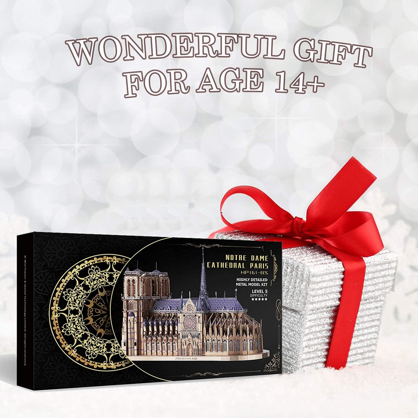 Piececool 3D Metal Puzzles for Adults and Teens, Notre Dame De Paris Church Metal Model Kit, Challenge French Cathedral Brain Teaser Architecture Building Blocks Puzzle, 382 Pcs