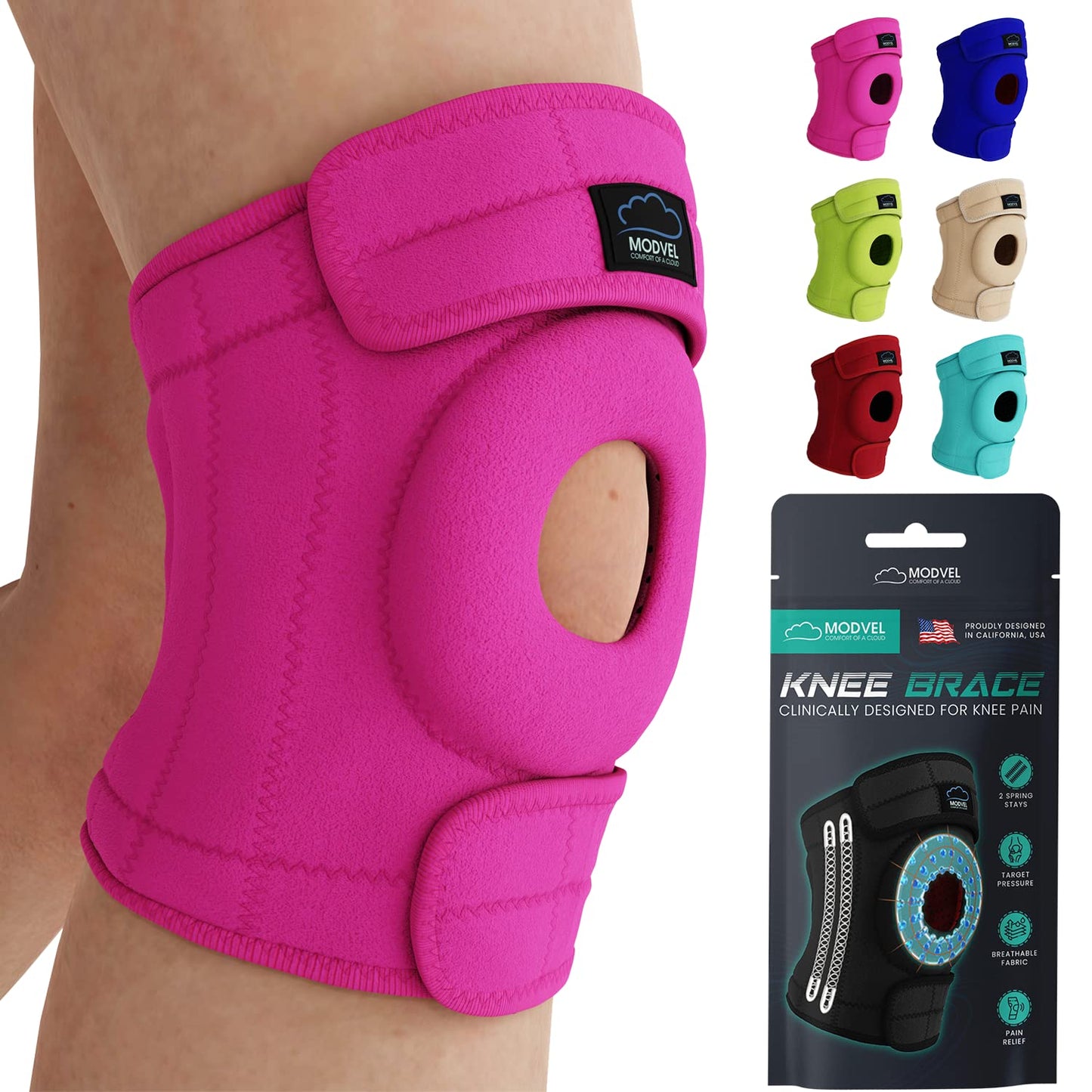 Modvel ELITE Knee Brace for Men & Women – Patella Gel Pads & Side Stabilizers for ACL, Meniscus Tear, Arthritis & Injury Recovery – Maximum Support for Running, Sports & Joint Pain Relief