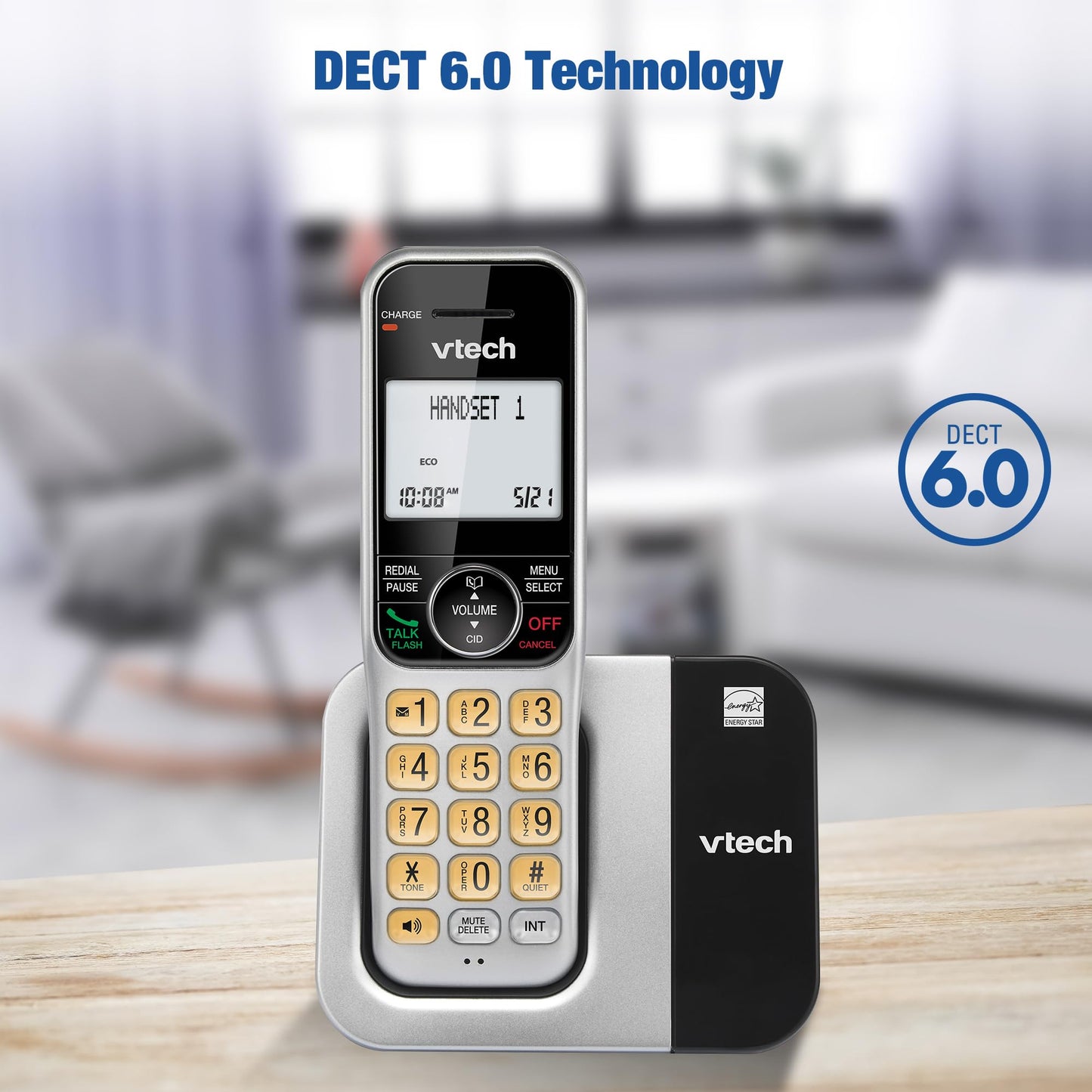 VTech 2-Handsets Cordless Phone System for Home with Call Block, Large Display & Buttons, Backlit Screen, Full-Duplex Speakerphone, Caller ID/Call Waiting, DECT 6.0, Table & Wall Mountable | CS5319-2