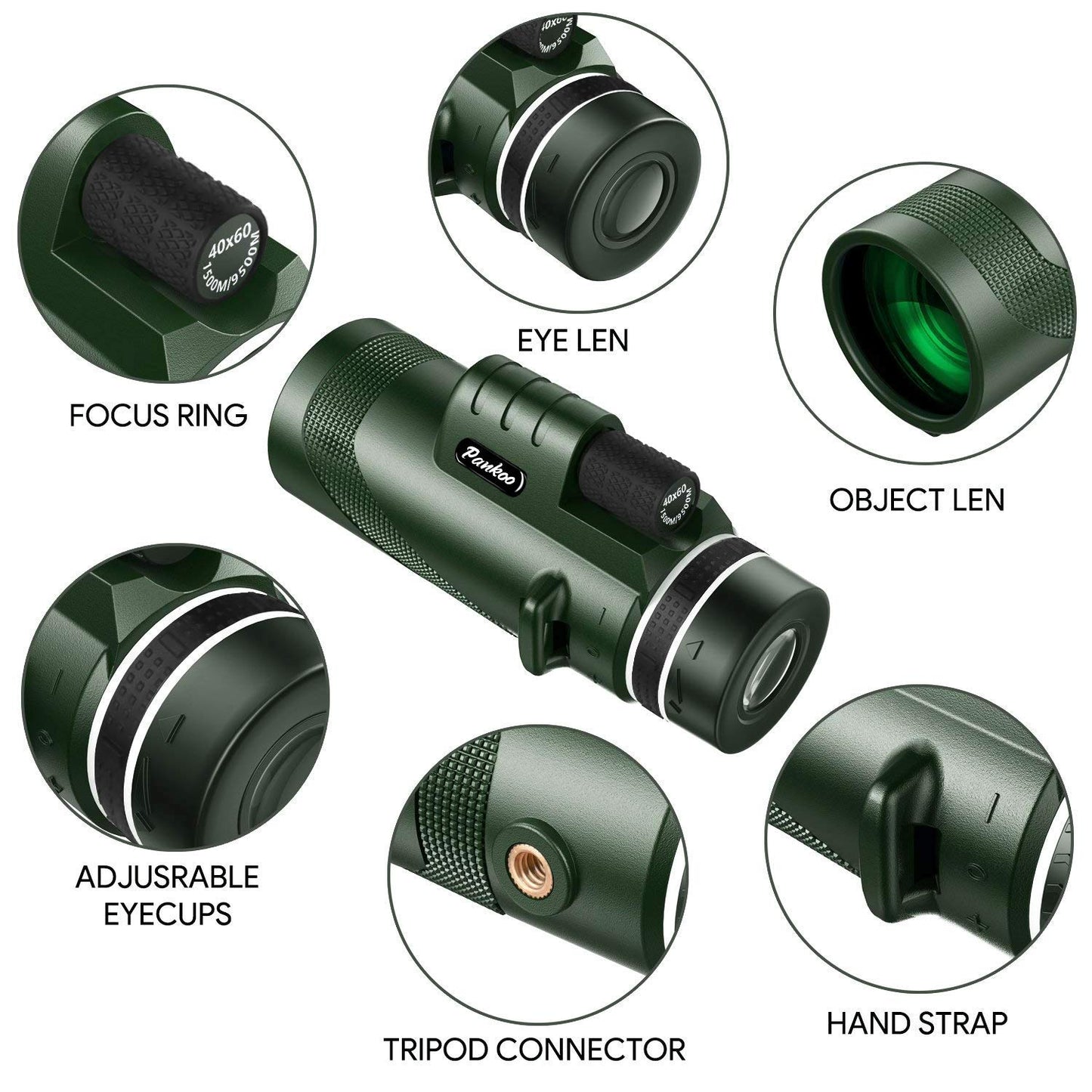 40X60 Monocular Telescope, High Power Monocular for Adults with Phone Adapter& Tripod& Hand Strap, Low Night Vision Monocular, Equipped with BAK4 Prism for Bird Watching and Traveling Concert