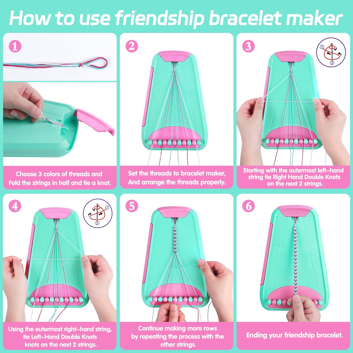 Friendship Bracelet Making Kit for Girls Ages 8-12, Kids Jewelry Making Kit with 28 Pre-Cut Threads and Letter Beads, Arts and Crafts for Kids, Birthday Easter Gifts for 6 7 8 9 10 11 12 Year Old (Lightblue/Pink)