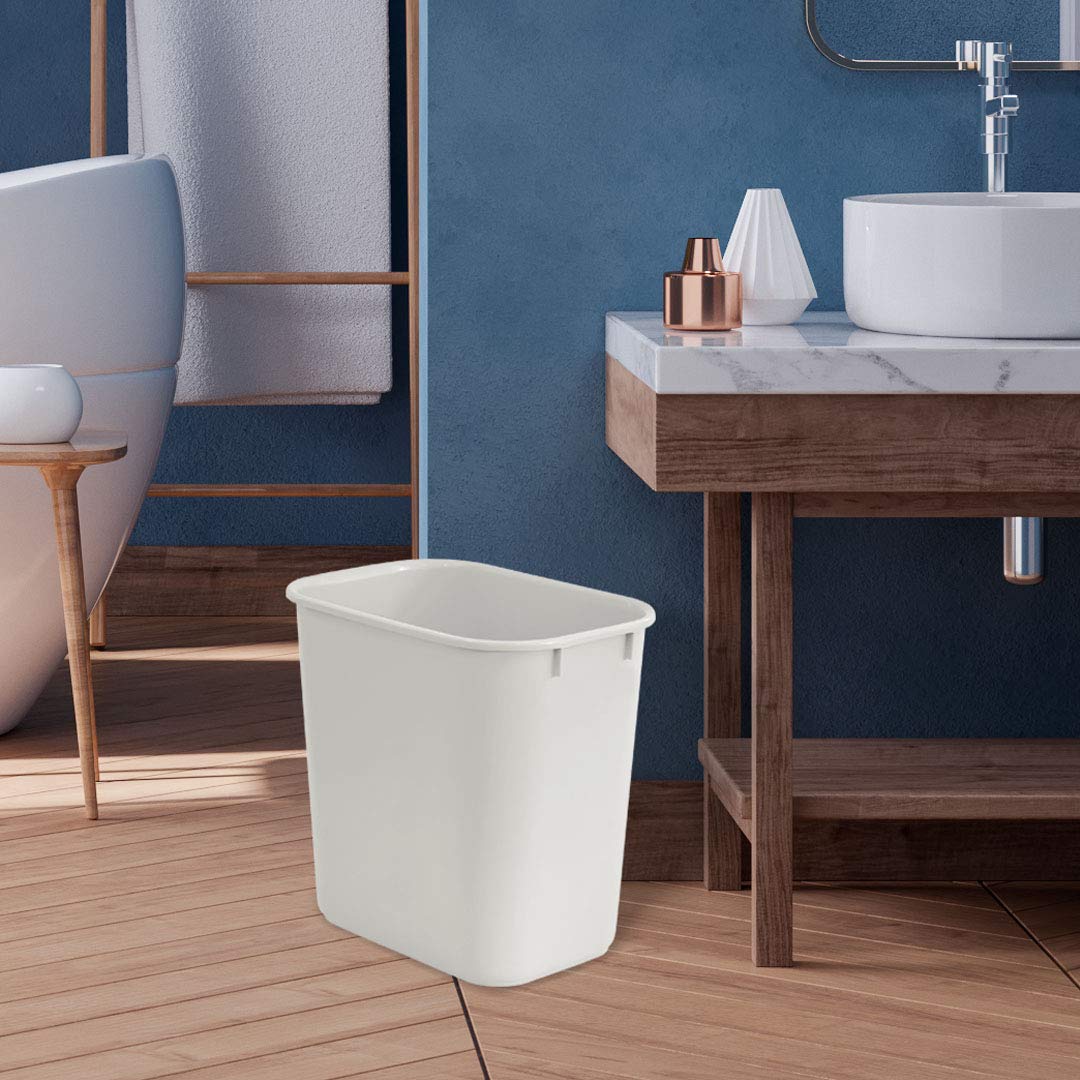 Acrimet Wastebasket, Deskside Bin, 6.75 Gallon/ 27 Quart/ 24 Liter, Trash Waste Can (Plastic) (White Color) (Set of 4)