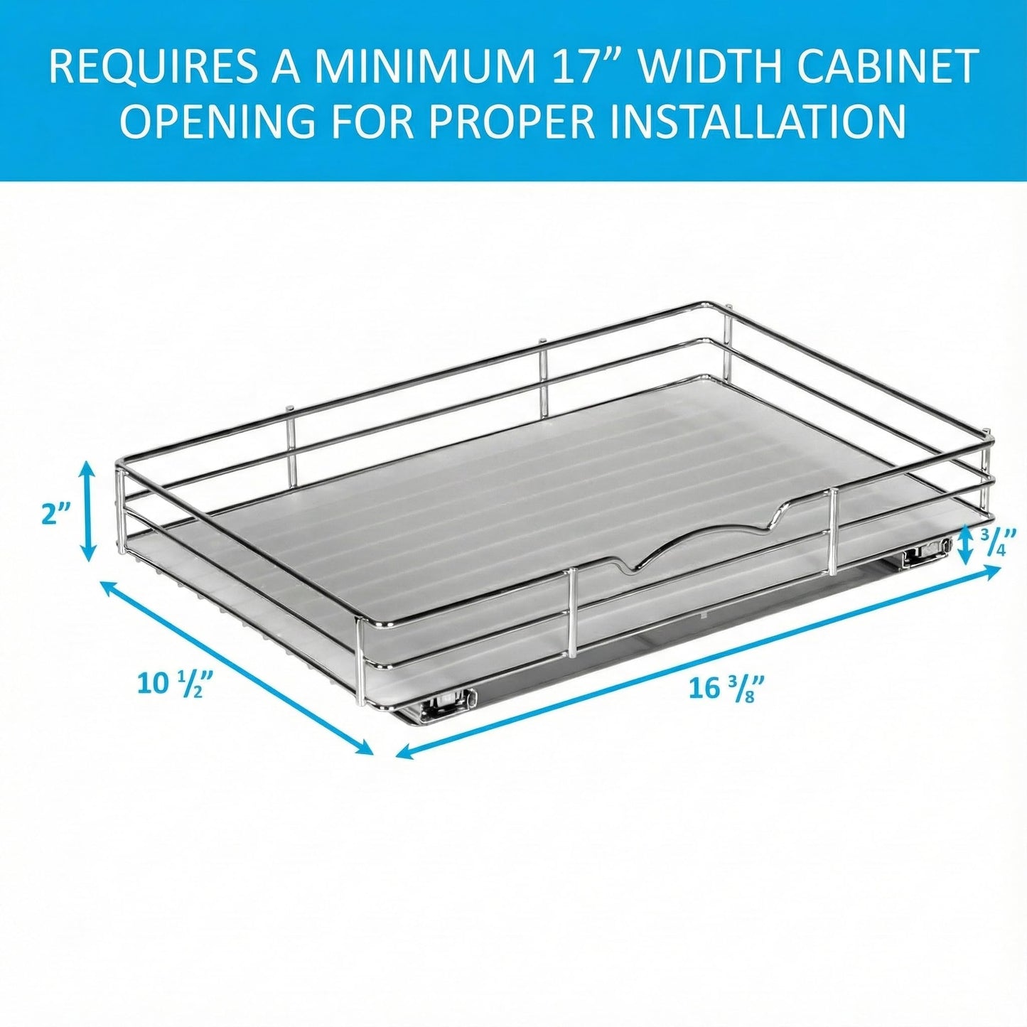 Pull-Out Cabinet Spice Rack Organizer - Slim Slide-Out Storage for Spices, Bottles & Jars, Premium Heavy-Duty Steel, Easy Install for Narrow Kitchen Cabinet - 16 ⅜ W x 10 ½ D x 2 ¾ H, Chrome