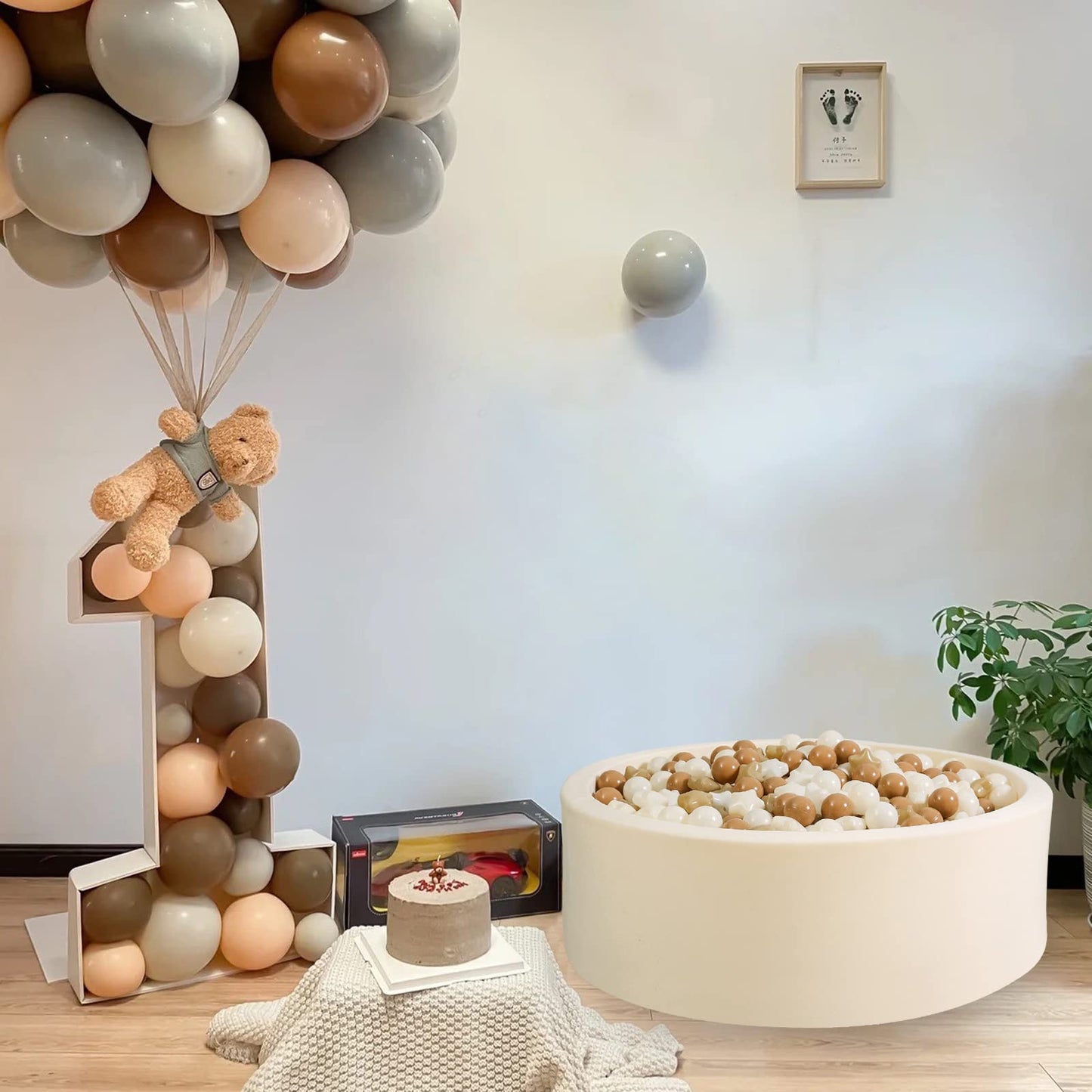 TRENDPLAY 100 Star Ball Pit Balls - BPA&Phthalate Free Non-Toxic Play Balls Soft Plastic Balls for 1 2 3 4 5Years Old Toddlers Baby Kids Birthday Pool Tent Party (2.16inches) Milktea+Coffee+Beige