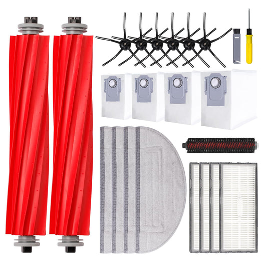 23 PCS Replacement Parts Compatible with Roborock S7 MaxV Ultra Robot Vacuum Cleaner,6 Side Brushes,4 HEPA Filters,4 Dust Bags,1 Cleaning Brush,2 Main Brushes,4 Mop Pads,2 Tools