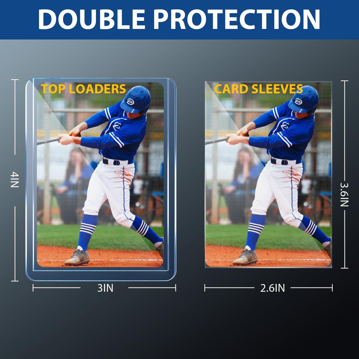 1000 Card Sleeves Top Loaders for Cards, Premium Toploaders for Cards, 3"x4" Baseball Card Protectors Hard Plastic, Hard Card Sleeves, Sports Trading Card Holder (500 Toploaders + 500 Penny Sleeve)