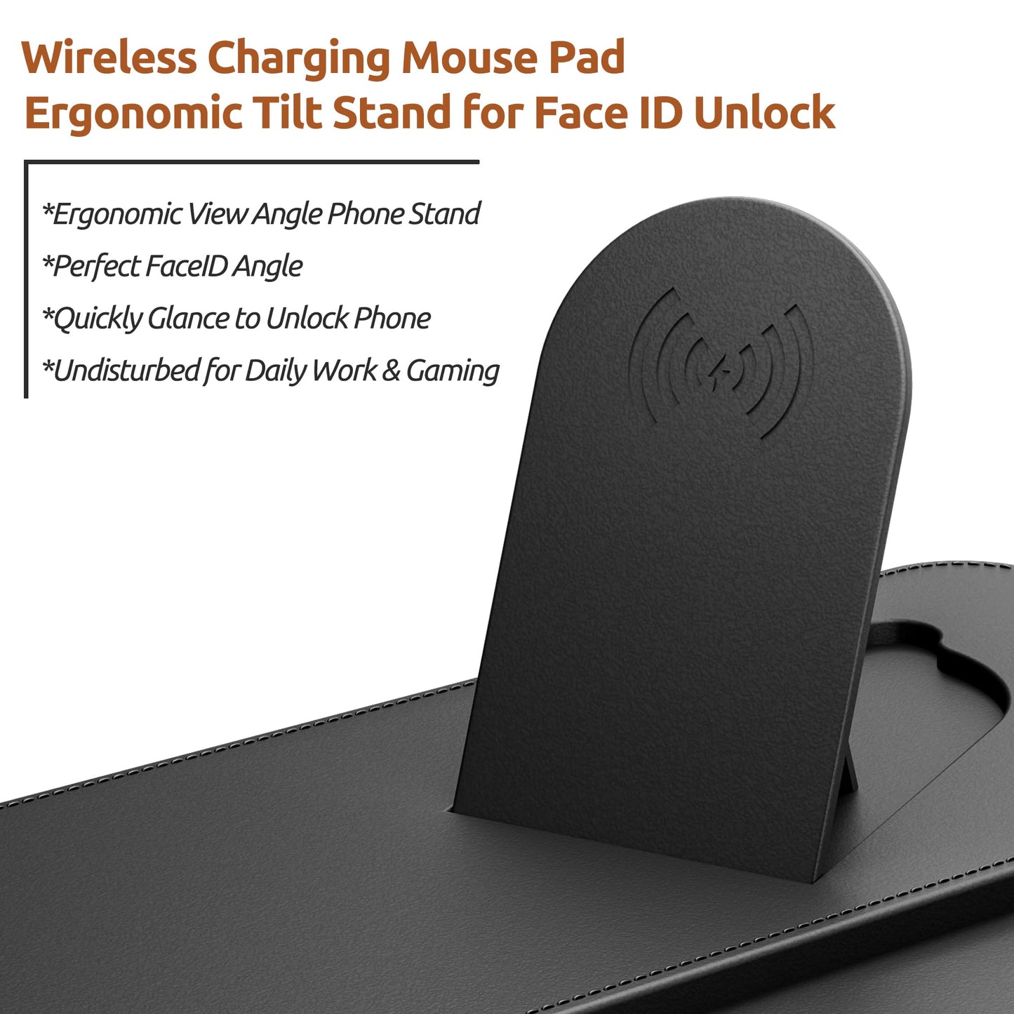15W Magnetic Wireless Charging Mouse Pad with Ergonomic Tilt Phone Stand