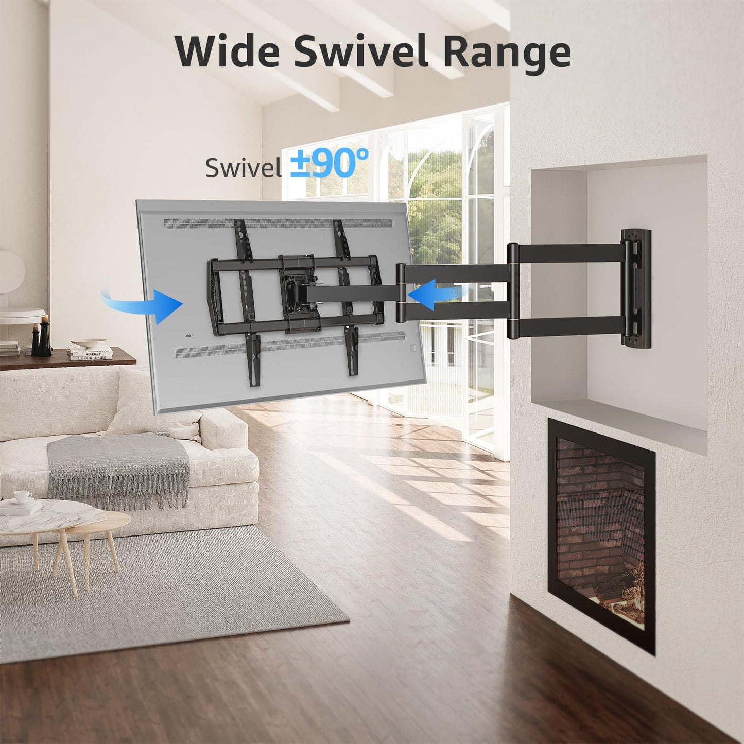 MOUNTUP 37.9" Long Arm TV Wall Mount for Most 42-75 Inch TVs, Full Motion Corner Wall Mount TV Bracket with Extension & Tilt & Swivel Articulating Arm, Max VESA 600x400mm and Up to 99 lbs, MU0047-L
