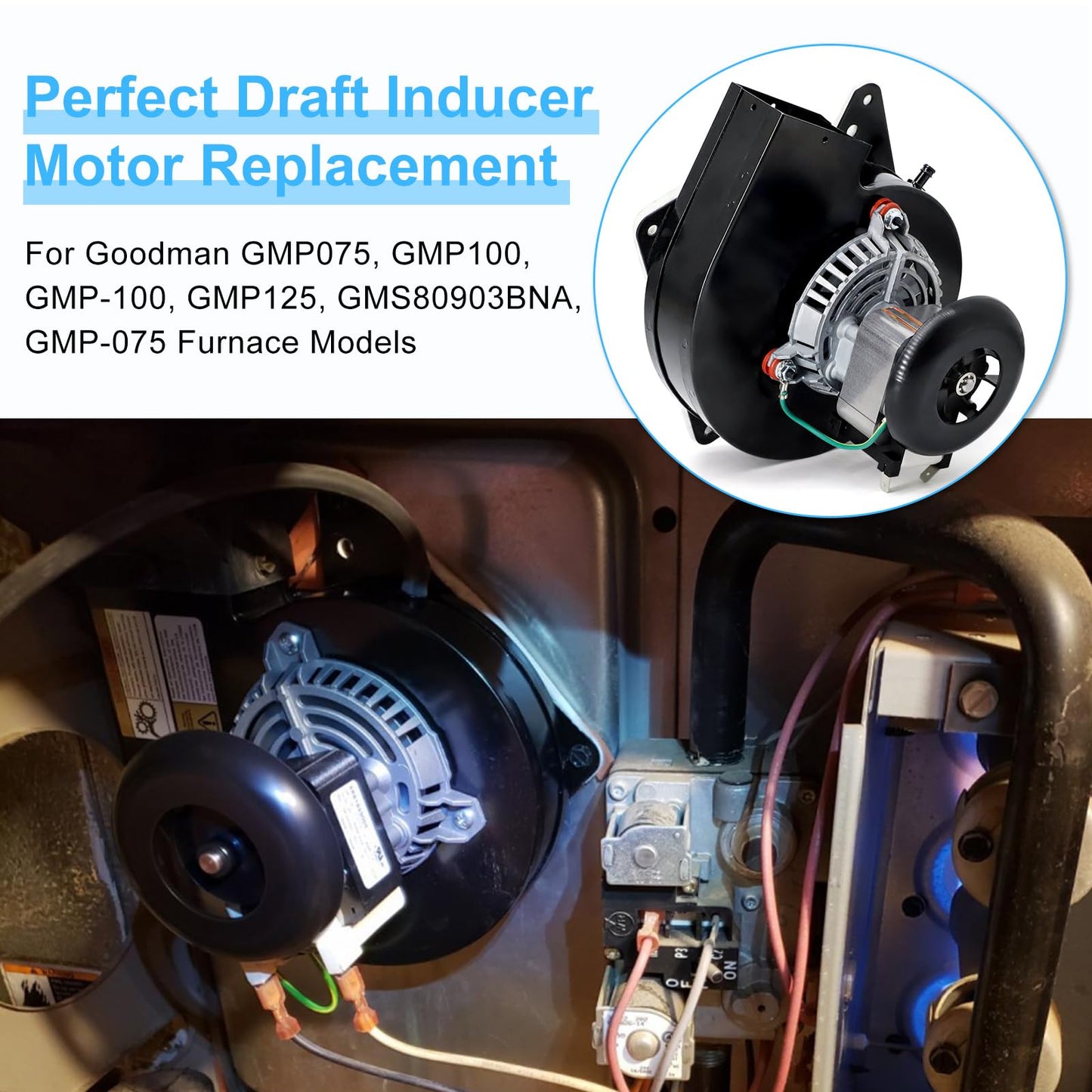 Adviace J238-112-11128 J238-112-11258 Draft Inducer Blower Fan Motor for Jakel Furnace, B1859005S B1859005 Draft Inducer Blower Motor for Goodman Furnace