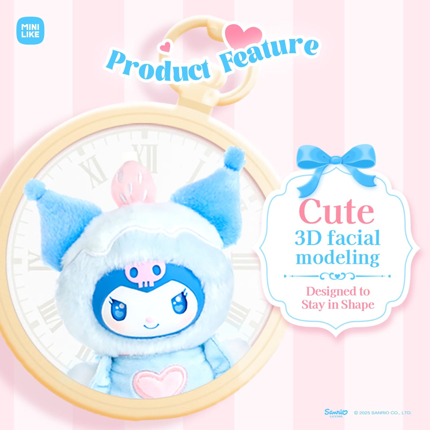 MINI LIKE Sanrio Blind Box Hello Kitty Kuromi Cinnamoroll My Melody Style Blue Flutter Series Cute Vinyl Plush Relaxing Collectible Mystery Toy for Home Decor Birthday Gifts, Random One Figure