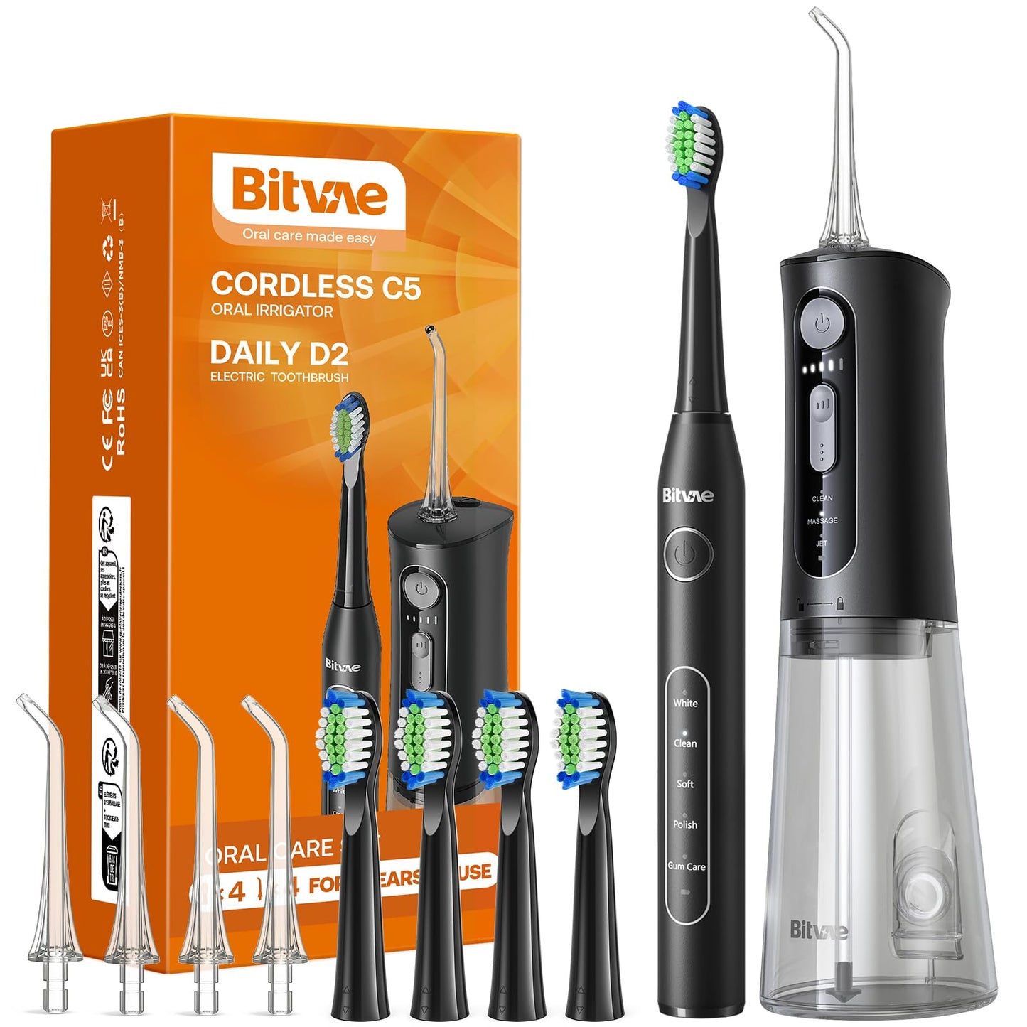 Water Flosser and Electric Toothbrush Combo - Cordless Water Flosser for Teeth - 5 Modes Sonic Electric Toothbrush, 3 Modes Portable Water Floss…