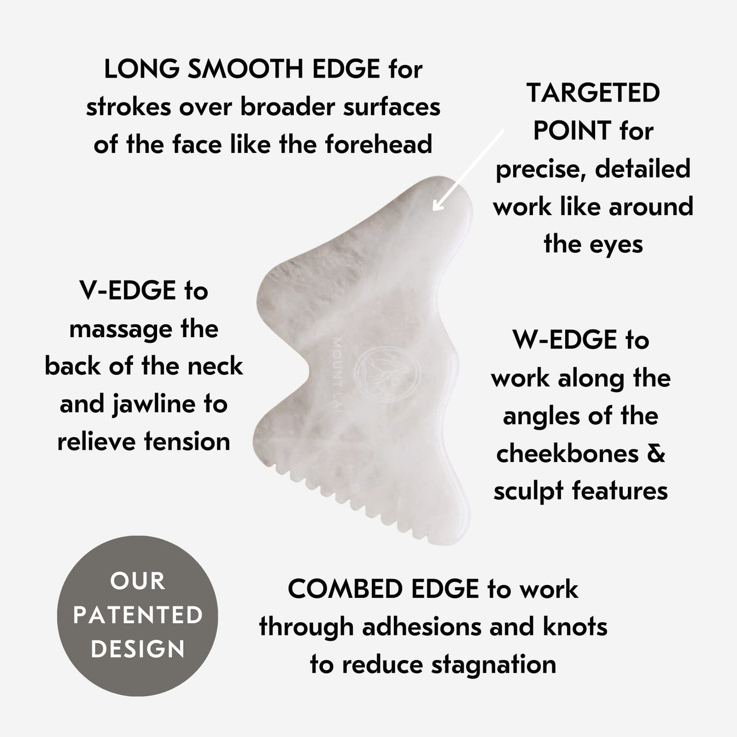 Mount Lai Vitality Qi White Jade Gua Sha Face Sculpting Tools for Women, Self Care Facial Massage Guasha Tool for Face and Body to Help Relieve Muscle Tension and Reduce Puffiness