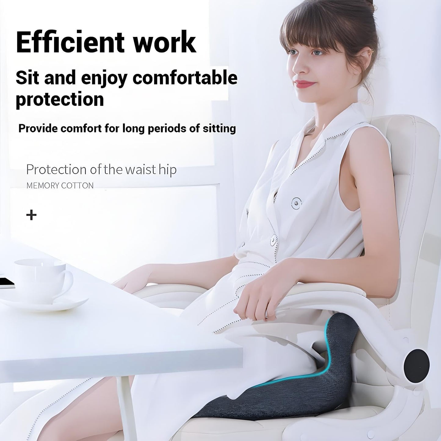 Seashell Memory Foam Seat Cushion -for Office Chair, Truck seat, Car Seat,Desk Chair, Airplane L-Shaped Back Support & Sciatica Relief & Tailbone Coccyx Pain Relief for Long Sitting and Driving(B&G)
