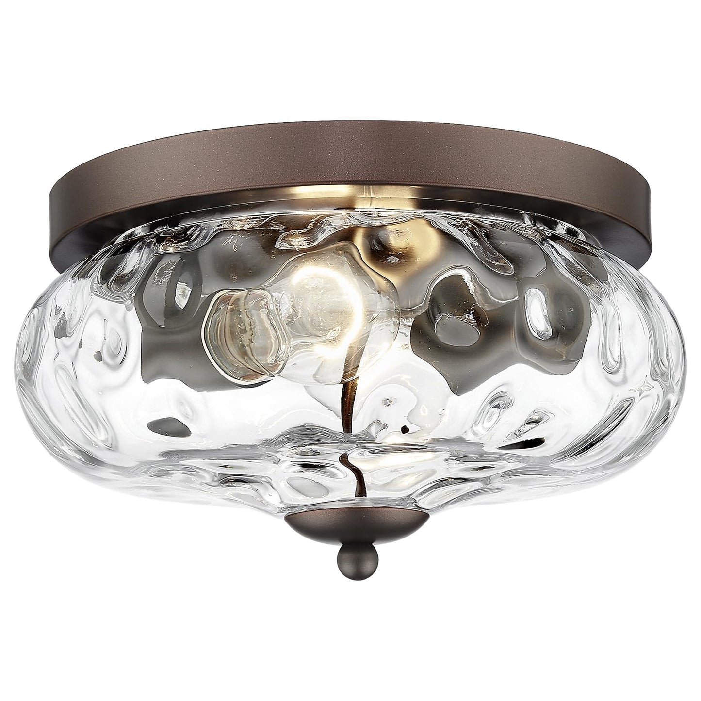 Darkaway Ceiling Light Fixtures Flush Mount Indoor Outdoor Ceiling Light with Water Ripple Glass Shade for Hallway Kitchen Bedroom Porch Living Room Bronze Finish