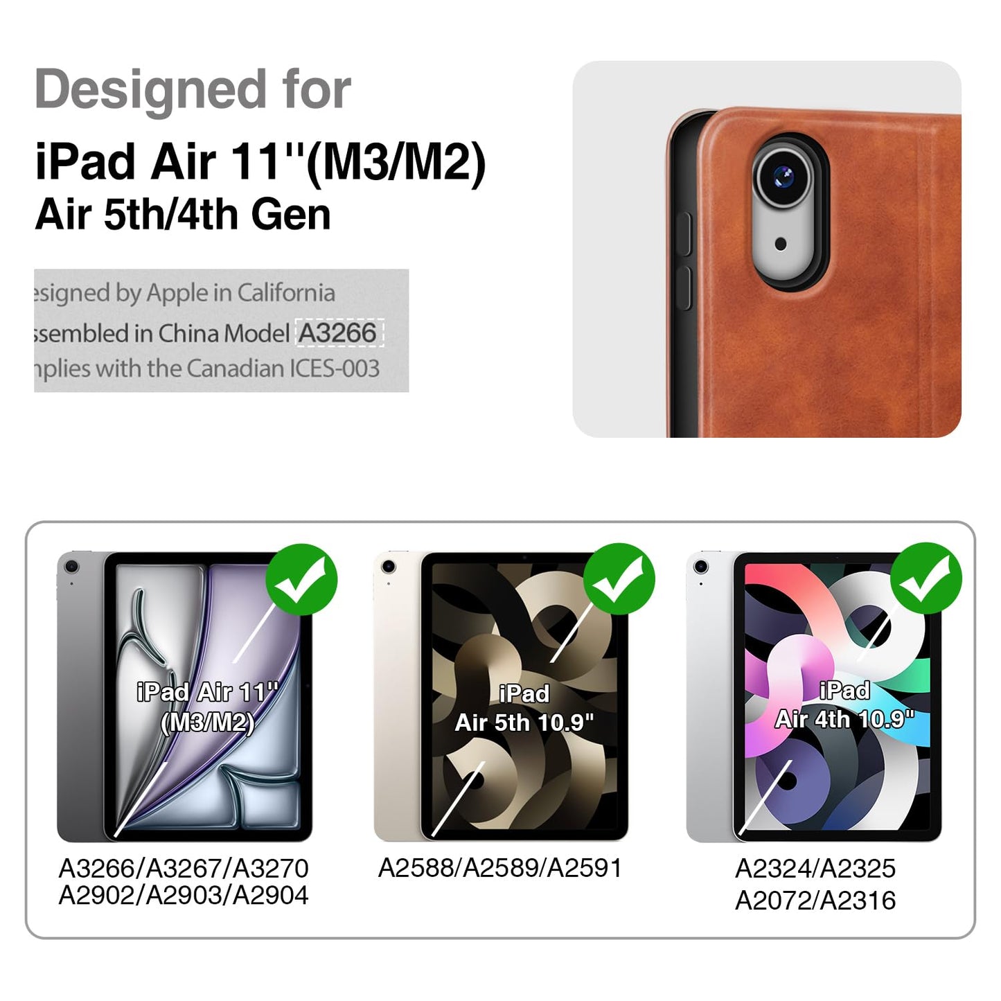 Antbox Case for iPad Air 11-inch M3 (2025) / M2 (2024), iPad Air 5th/4th Generation 10.9'' Vegan Leather with Pencil Holder Typing Angle Auto Sleep/Wake Muti-Stand (Brown)