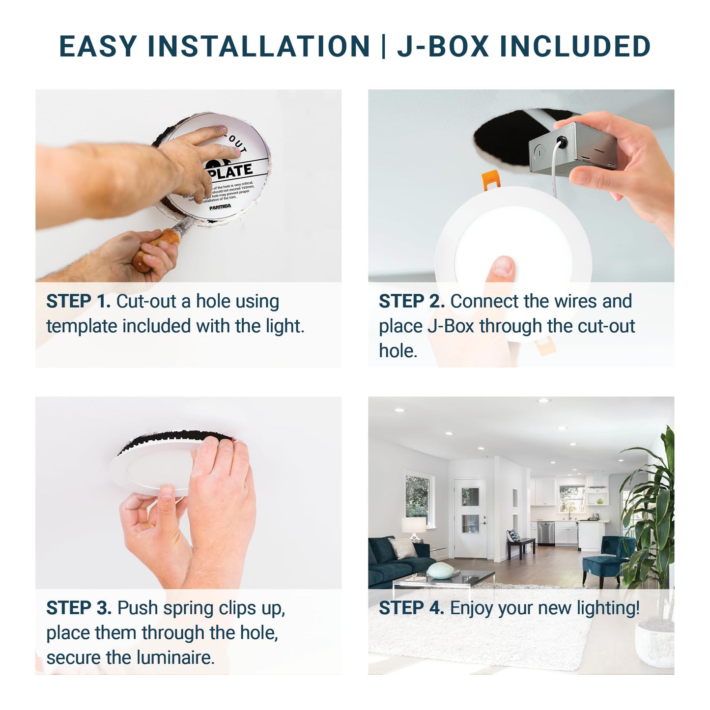 PARMIDA (6 Pack) 4 Inch 2HR Fire Rated LED Recessed Light, ETL, 5 Color Selectable 2700/3000/3500/4000/5000K, 9W Dimmable Ultrathin Canless Wafer Slim Panel Downlight, Wet/IC Rated, No Tenmat Needed