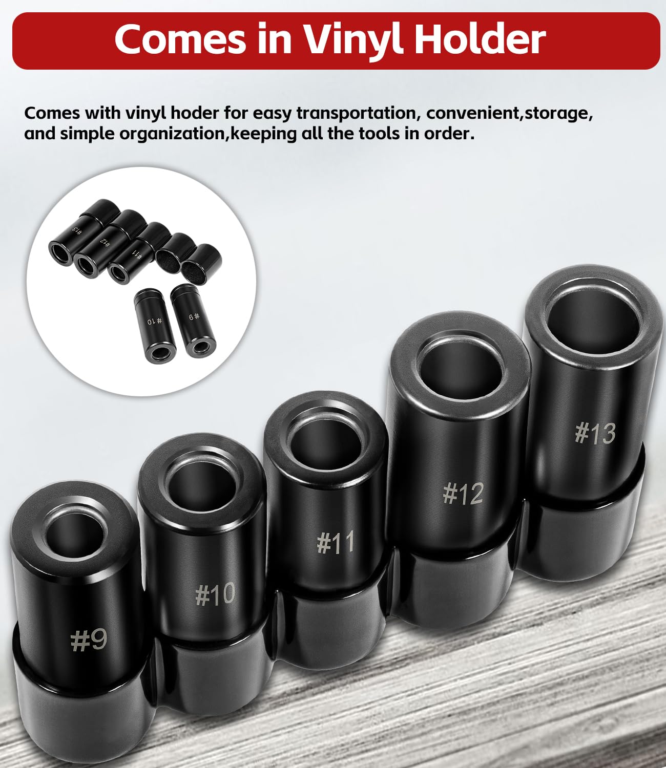 71670 Tap Socket Set Fits 5/8", 11/16", 3/4", 7/8" and 1" Taps, 1/2" Drive, Tap Sockets Adapter For Larger, M.C.T.I. Standard Taps, Large Tap Socket Wrench Set