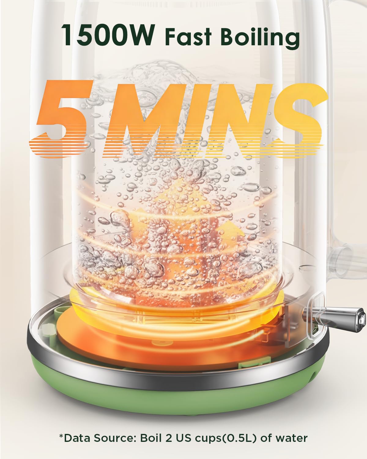 Electric Kettle 1.8L with Temperature Gauge, 1500W Fast Boiling Electric Tea Kettle, 100% Stainless Steel Retro-Style Hot Water Kettle Electric - Glowing LED Light, Auto Shut-Off & Boil-Dry Protection