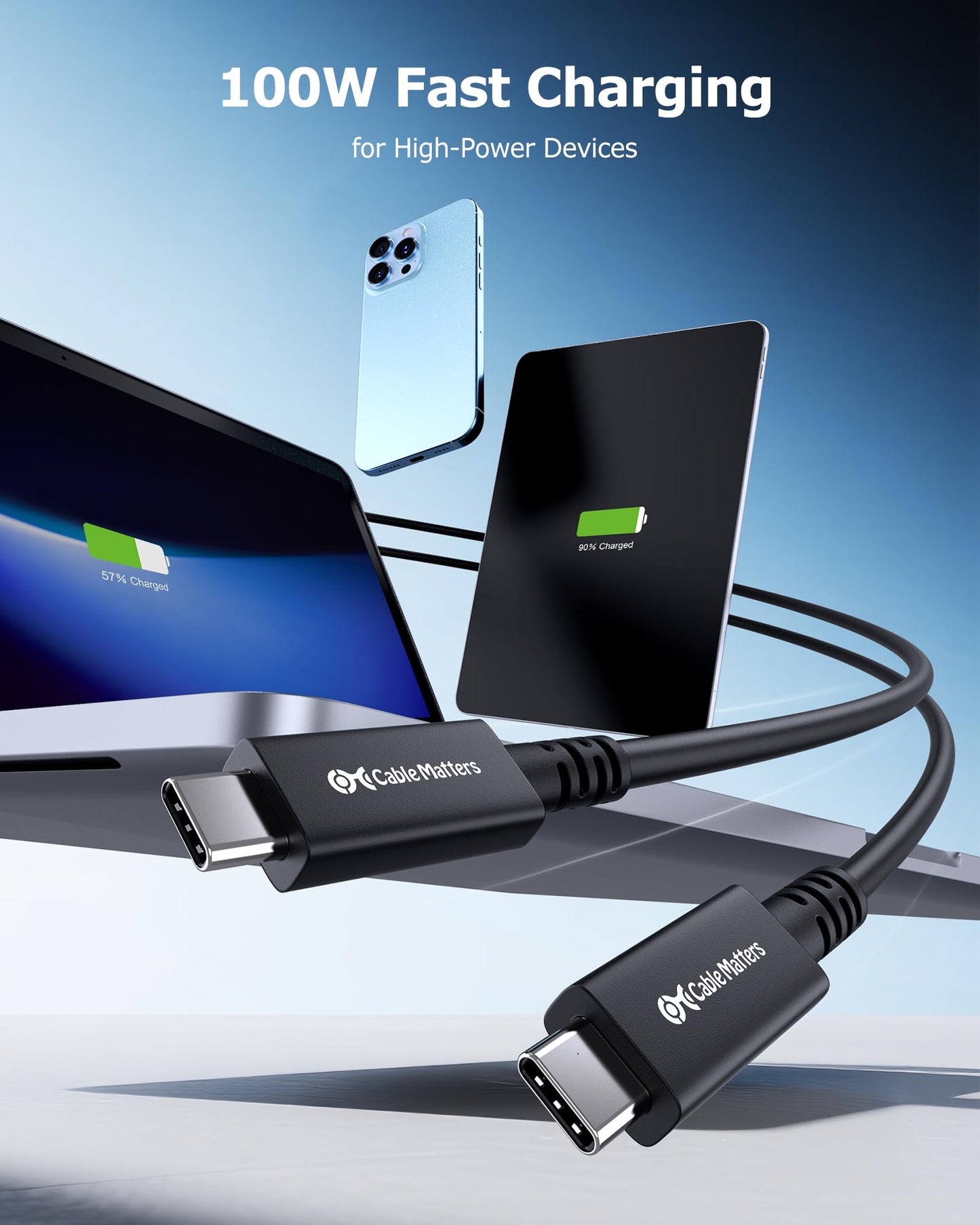 Cable Matters 40Gbps Active USB4 Cable 9.8 ft / 3m, Supports Up to [8K@60Hz / 4K@240Hz Video, 100W Charging, 40Gbps Data Transfer] Compatible with Thunderbolt 4, VR Headset, MacBook, XPS, Surface Pro