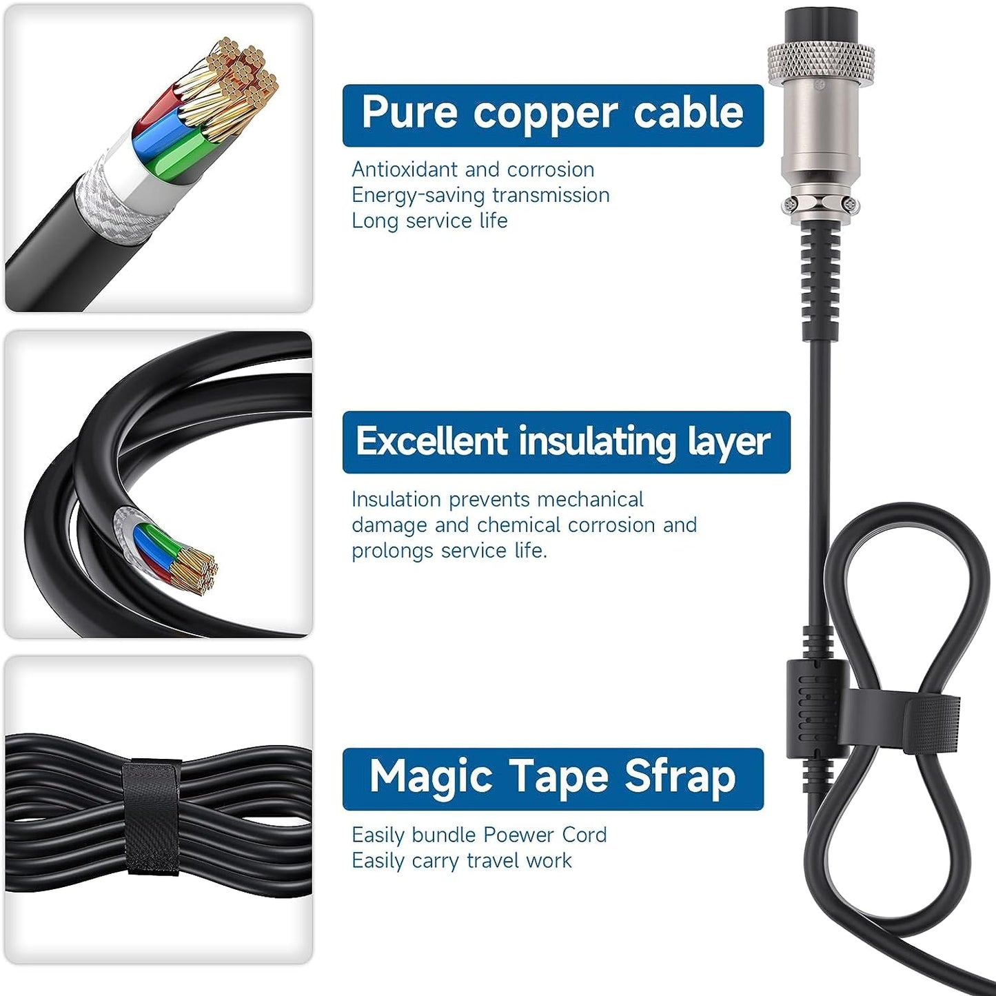 54.6V 2A (120W) 3 Prong Scooter Charger for Evercross H5/ Vsett 8, 8+, 9+(NOT for 9)/ JOYOR S5, G5, Y7-S/for KAABO Mantis 8, 8 Pro/Zero 8, 9 for 48V Lithium Li-ion Battery with 3 Holes Connector